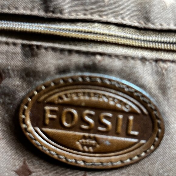 FOSSIL 2 TONE LEATHER AQUA/TEAL SHOULDER BROWNLEATHERBAG W/BRASS TONE HARDWARE - Picture 4 of 12